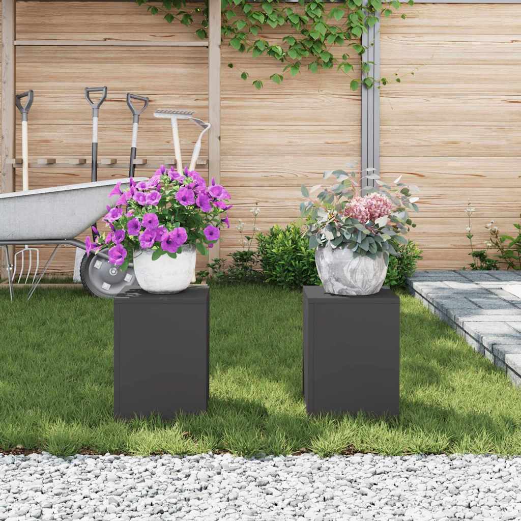 Planteholder 2 pcs Sort 24 x 24 x 35 cm Stål