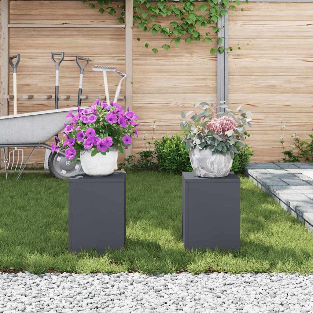 Planteholder 2 pcs Antracit 24 x 24 x 35 cm Stål