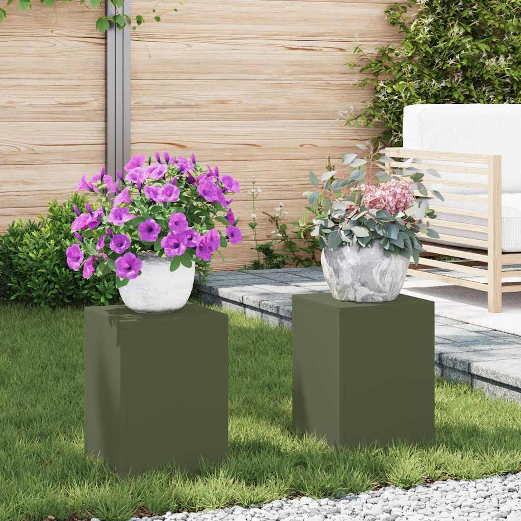 Planteholder 2 pcs Olivengrøn 24 x 24 x 35 cm Stål billede