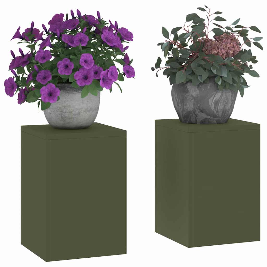 Planteholder 2 pcs Olivengrøn 24 x 24 x 35 cm Stål