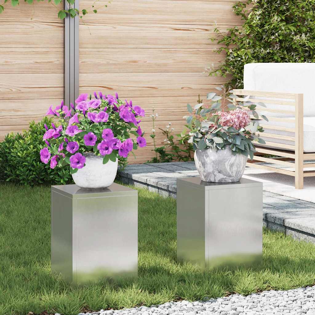 Planteholder 2 pcs Sølv 24 x 24 x 35 cm Rustfrit stål billede