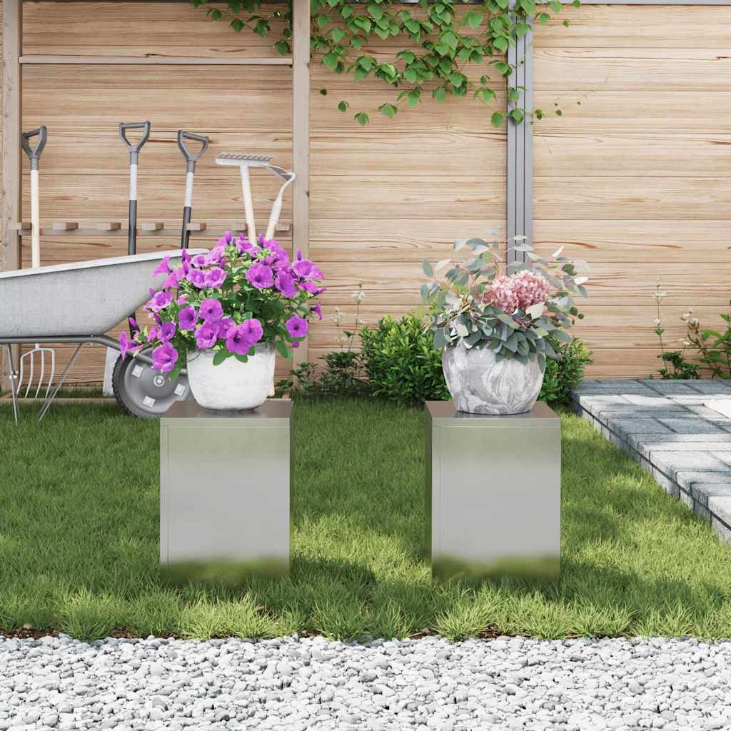 Planteholder 2 pcs Sølv 24 x 24 x 35 cm Rustfrit stål