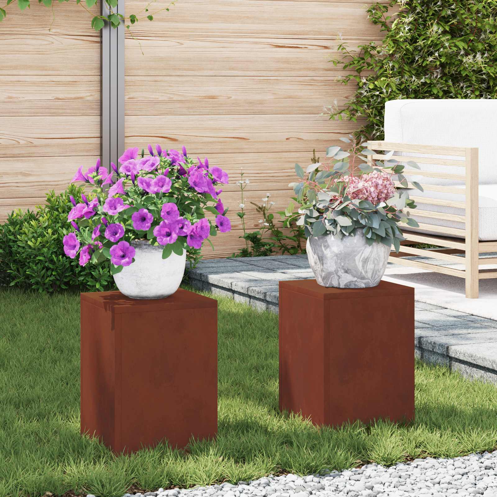 Planteholder 2 pcs Rusten 24 x 24 x 35 cm Cortenstål billede