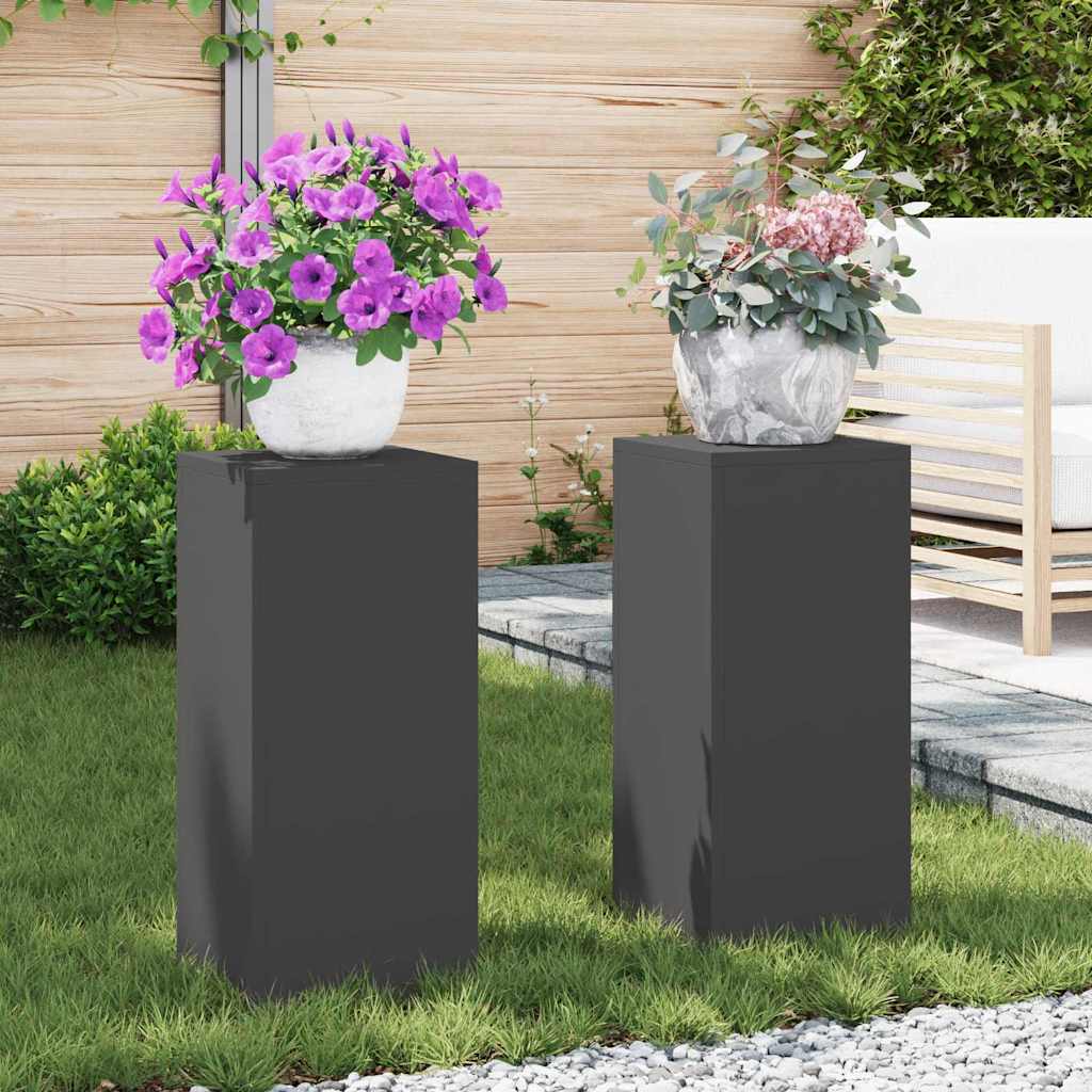 Planteholder 2 pcs Sort 24 x 24 x 55 cm Stål billede