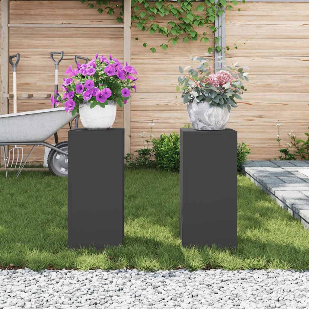 Planteholder 2 pcs Sort 24 x 24 x 55 cm Stål