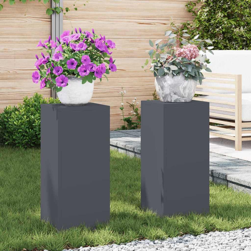 Planteholder 2 pcs Antracit 24 x 24 x 55 cm Stål