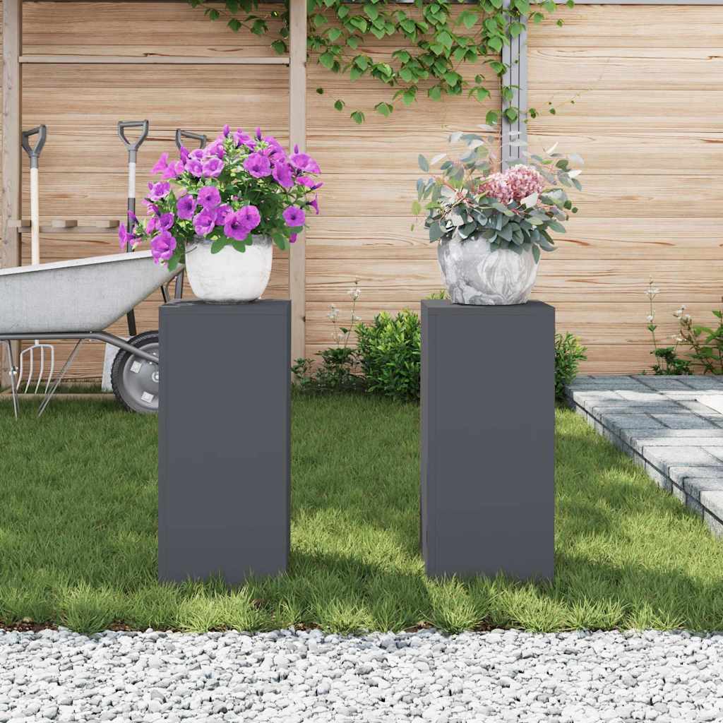 Planteholder 2 pcs Antracit 24 x 24 x 55 cm Stål