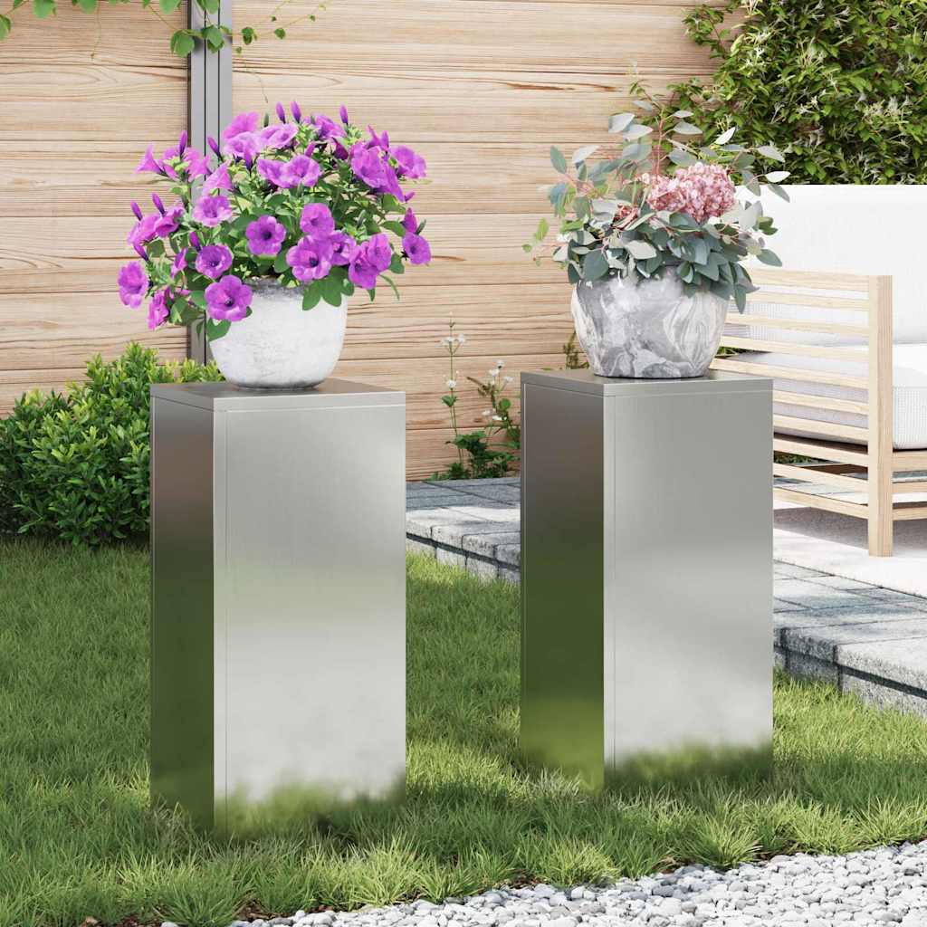 Planteholder 2 pcs Sølv 24 x 24 x 55 cm Galvaniseret stål billede