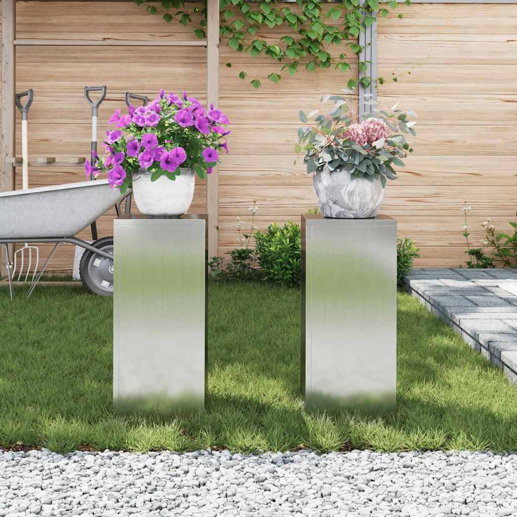 Planteholder 2 pcs Sølv 24 x 24 x 55 cm Galvaniseret stål