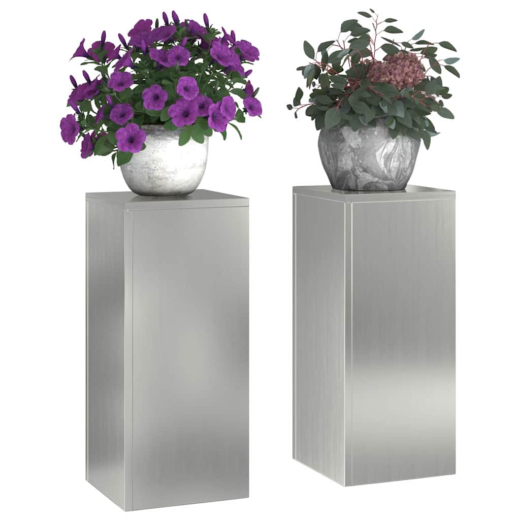 Planteholder 2 pcs Sølv 24 x 24 x 55 cm Galvaniseret stål