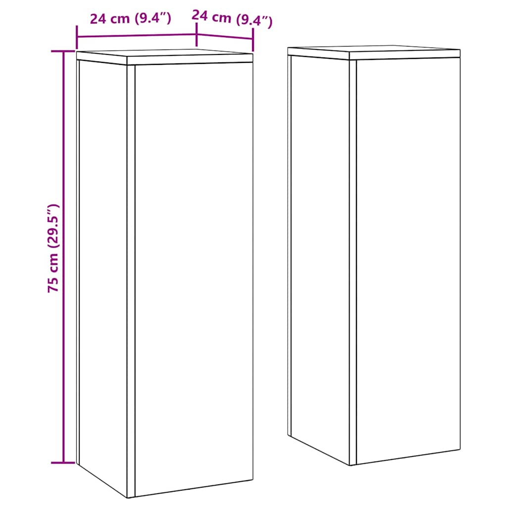 Planteholder 2 pcs Hvid 24 x 24 x 75 cm Stål