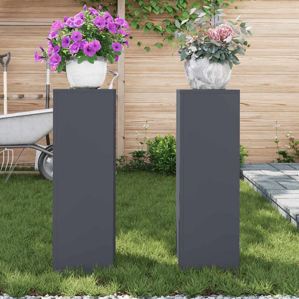 Planteholder 2 pcs Antracit 24 x 24 x 75 cm Stål