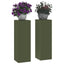Planteholder 2 pcs Olivengrøn 24 x 24 x 75 cm Stål