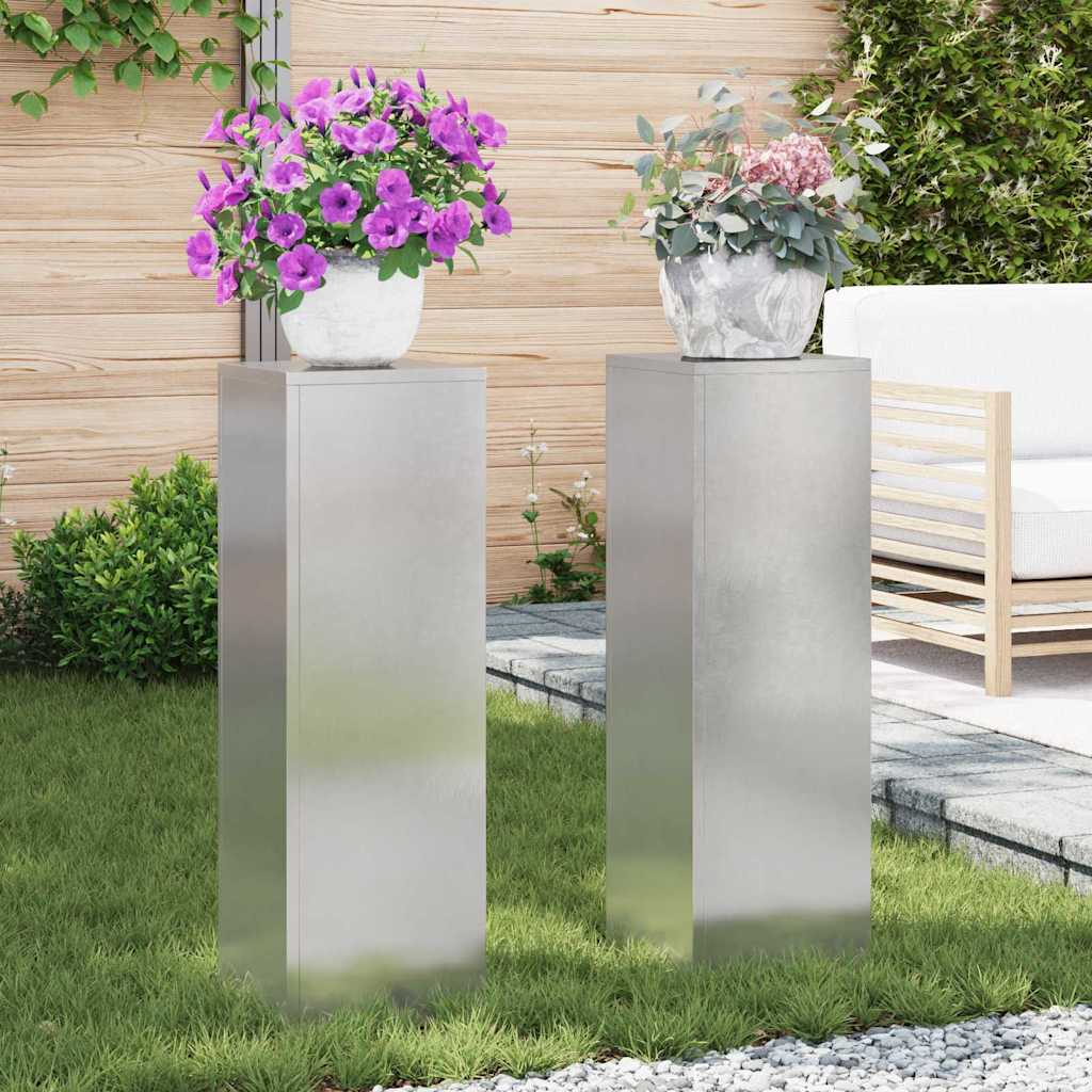 Planteholder 2 pcs Sølv 24 x 24 x 75 cm Rustfrit stål