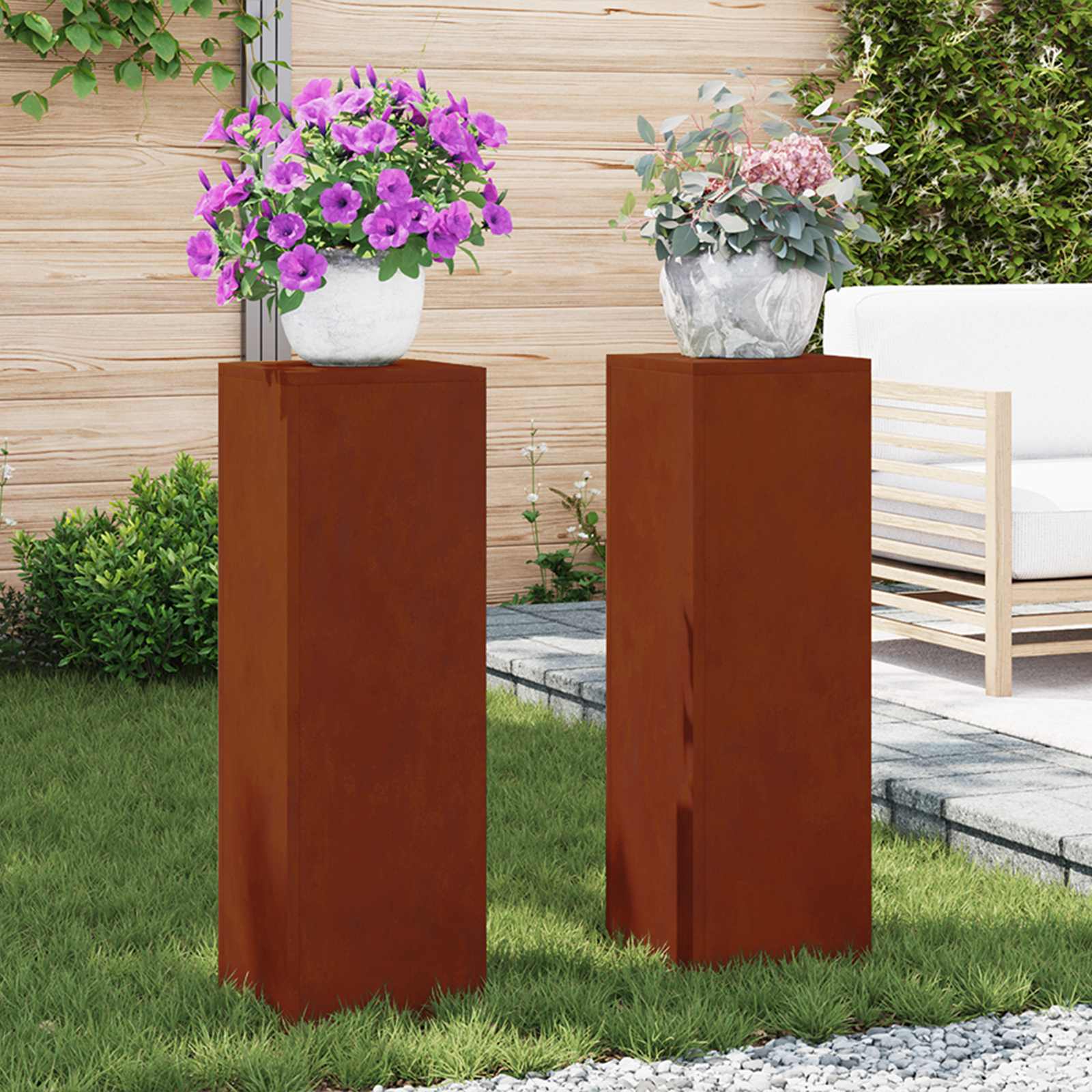 Planteholder 2 pcs Rusten 24 x 24 x 75 cm Cortenstål billede