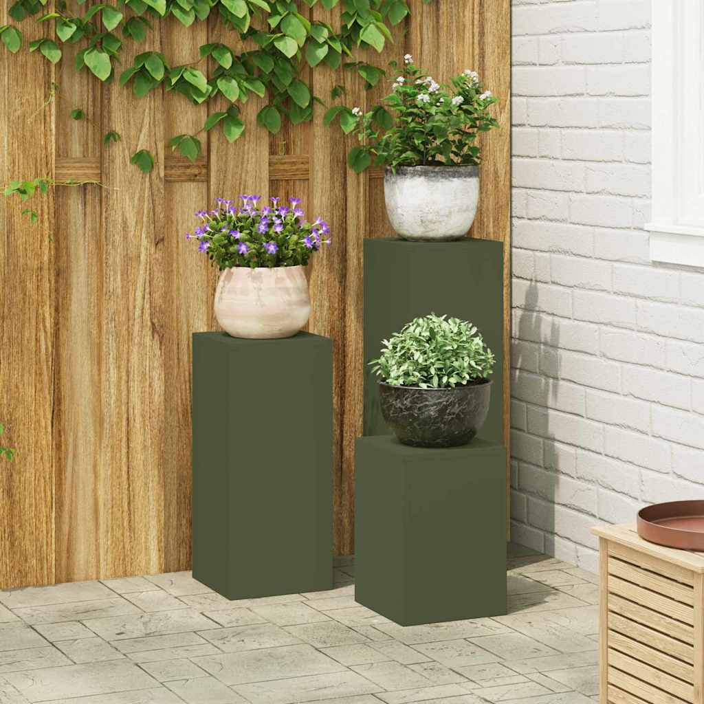 Planteholder 3 pcs Olivengrøn Stål
