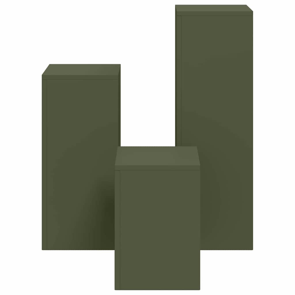 Planteholder 3 pcs Olivengrøn Stål