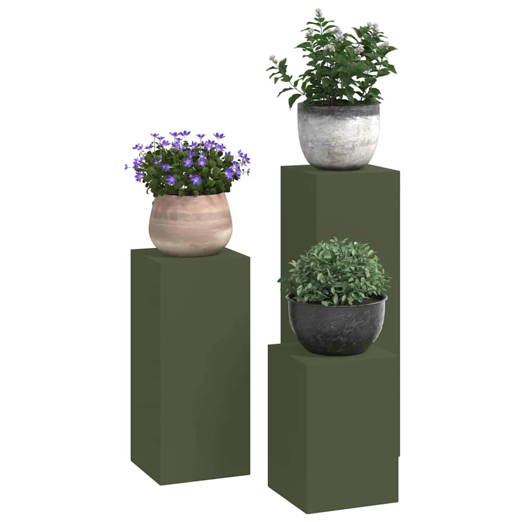 Planteholder 3 pcs Olivengrøn Stål