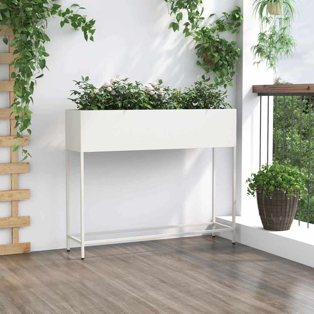 Hævet haveplante Hvid 100 x 26 x 82 cm Stål