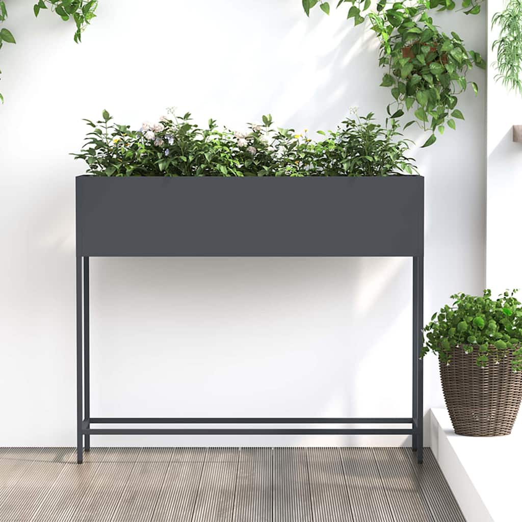 Hævet haveplante Antracit 100 x 26 x 82 cm Stål
