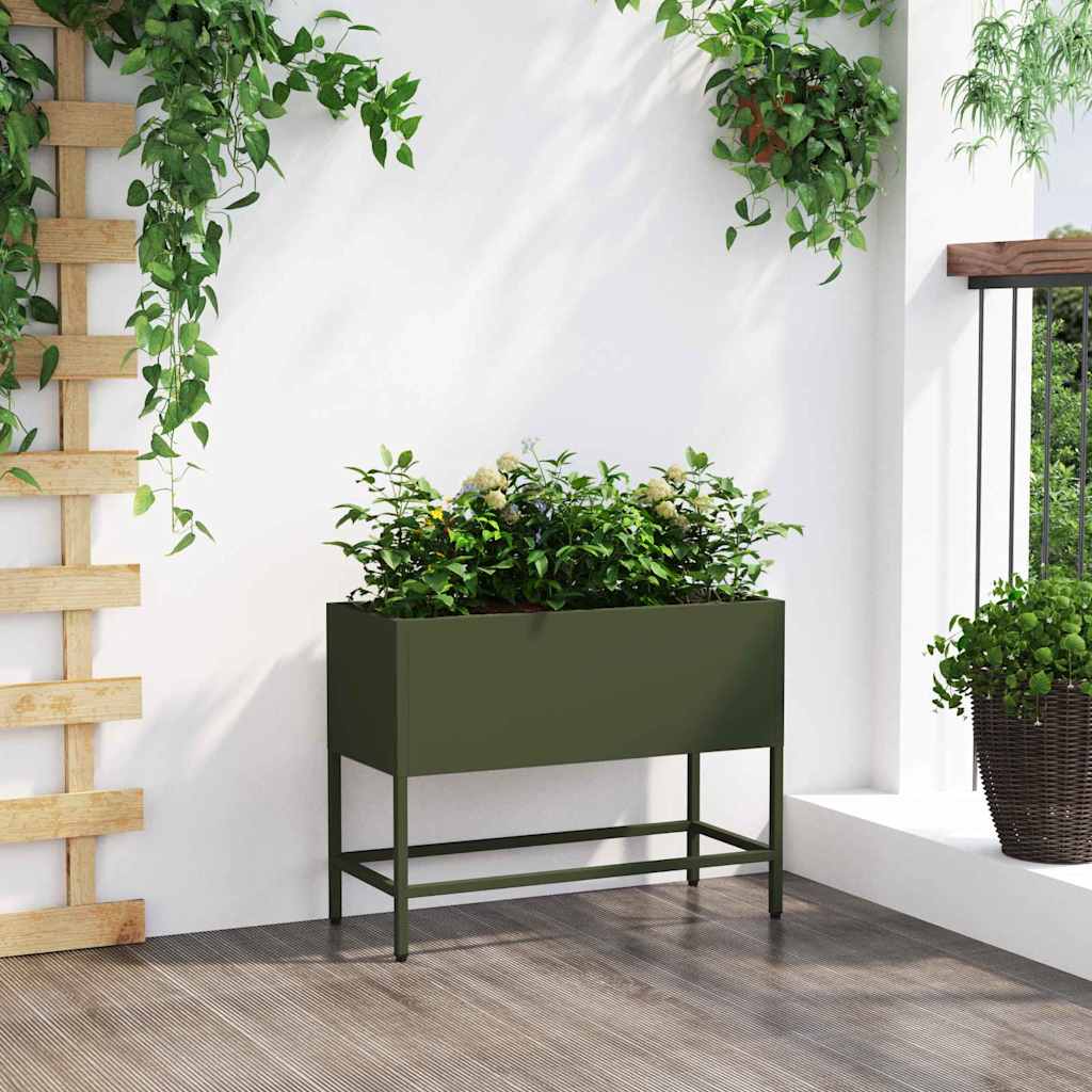 Hævet haveplante Olivengrøn 60 x 26 x 45 cm Stål