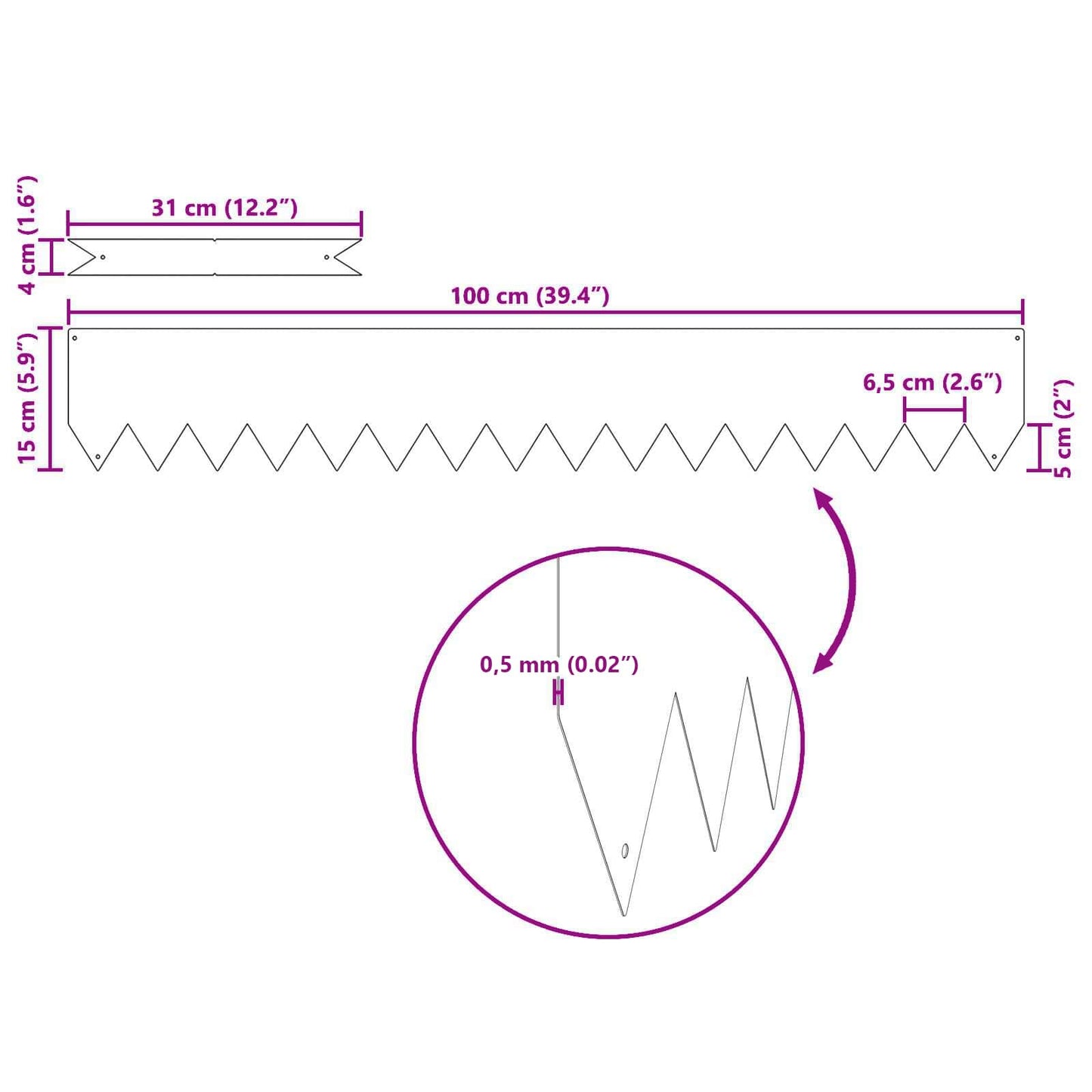 Plænekant 10 pcs Sort 100 x 0,05 x 15 cm Koldvalset Stål