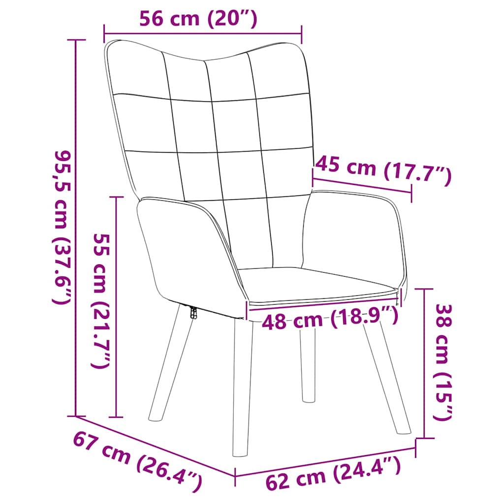 lænestol Sort 62 x 67 x 95,5 cm Sherpa-stof