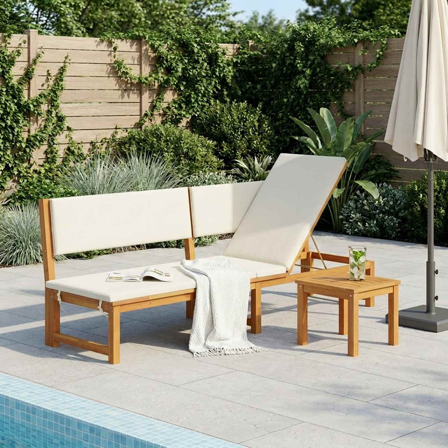 Solstol Olie Naturlig 200 x 57 x 75 cm Massivt akacietræ
