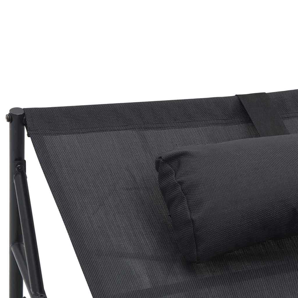 Havemøbel Solseng med pude 2 pcs Sort Pulverlakeret stål