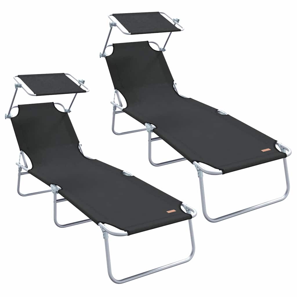 Solstol 2 pcs Sort 58 x 188 x 77cm Polyester