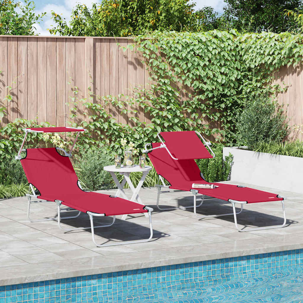 Solstol 2 pcs Rød 58 x 188 x 77cm Polyester