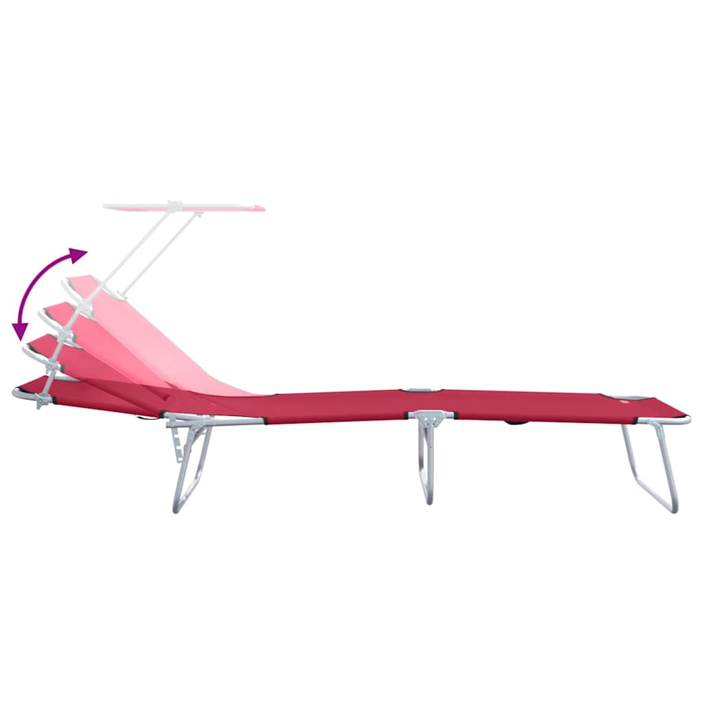 Solstol 2 pcs Rød 58 x 188 x 77cm Polyester
