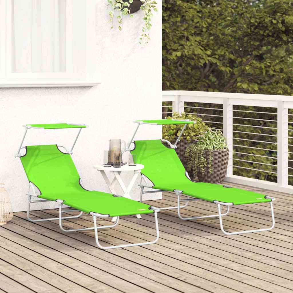 Solstol 2 pcs Grøn 58 x 188 x 77cm Polyester