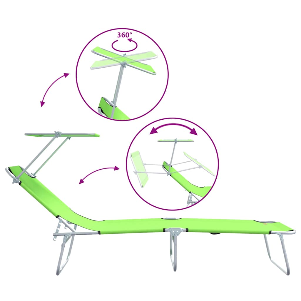 Solstol 2 pcs Grøn 58 x 188 x 77cm Polyester