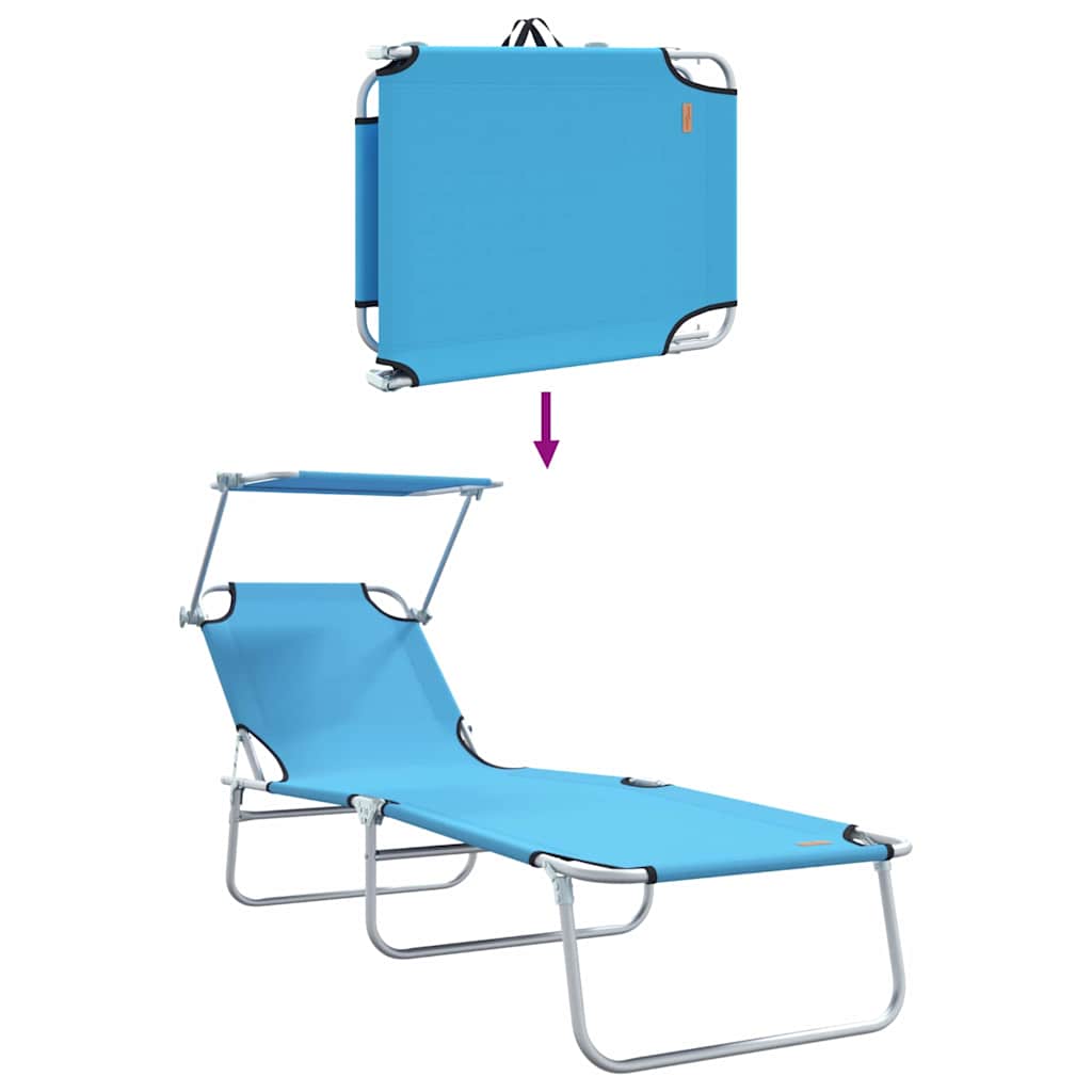 Solstol 2 pcs Lys Blå 58 x 188 x 77cm Polyester