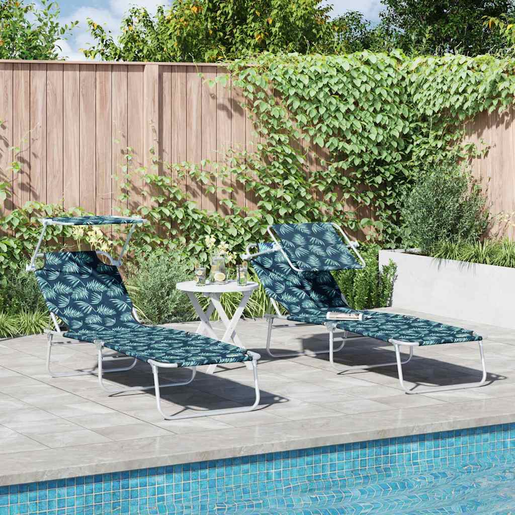 Solstol 2 pcs Grøn 58 x 188 x 77cm Polyester
