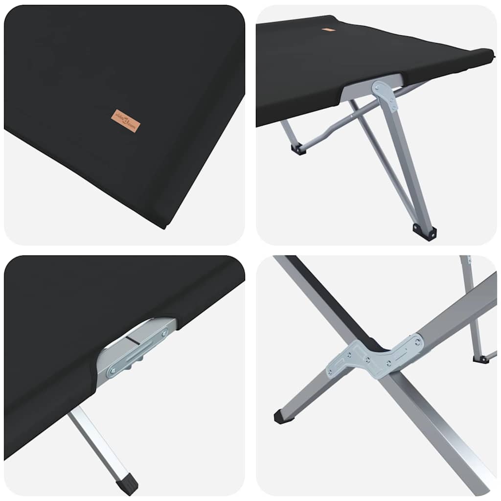 Foldende Camping Seng Sort 194 x 62,5 x 42,5 cm Oxford og Stål