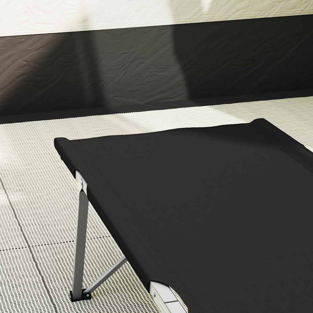 Foldende Camping Seng Sort 194 x 62,5 x 42,5 cm Oxford og Stål