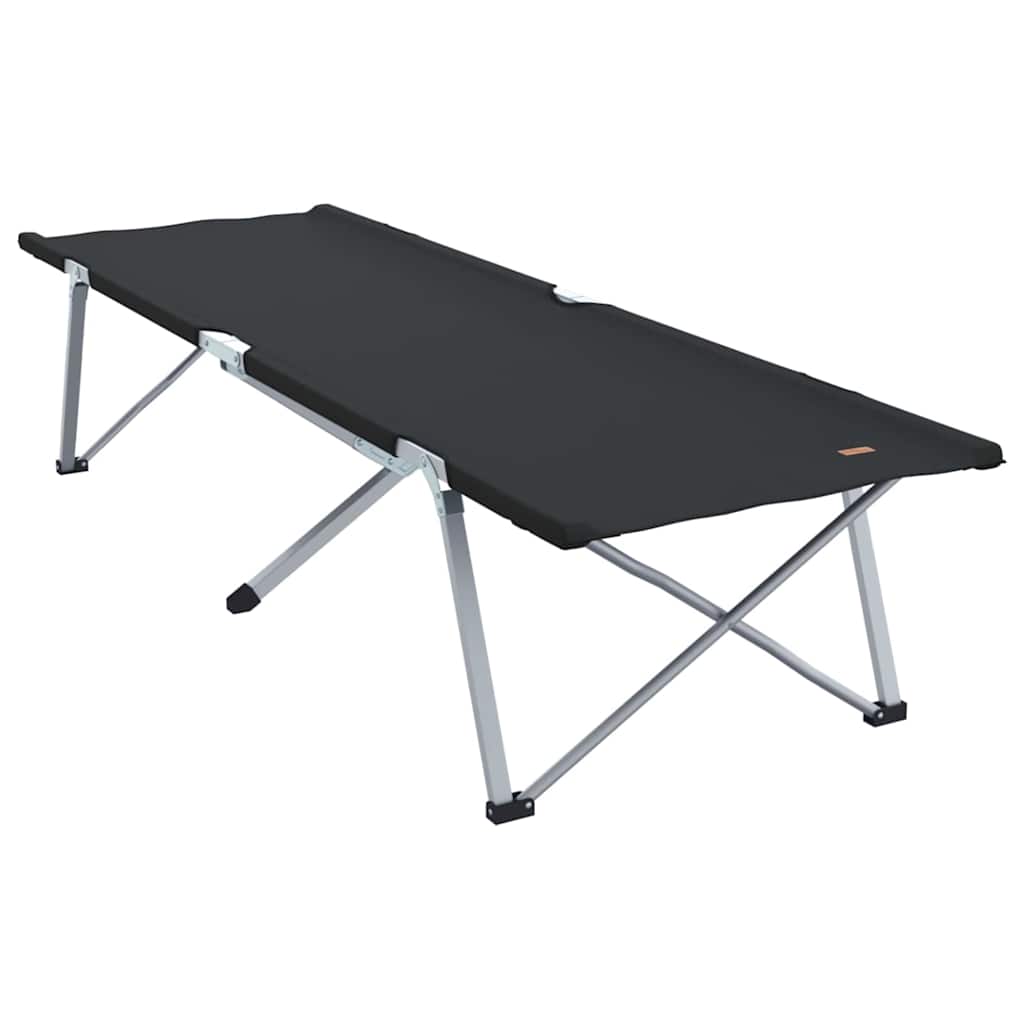 Foldbar campingseng i oxford og stål - sort, 194 × 62,5 × 42,5 cm