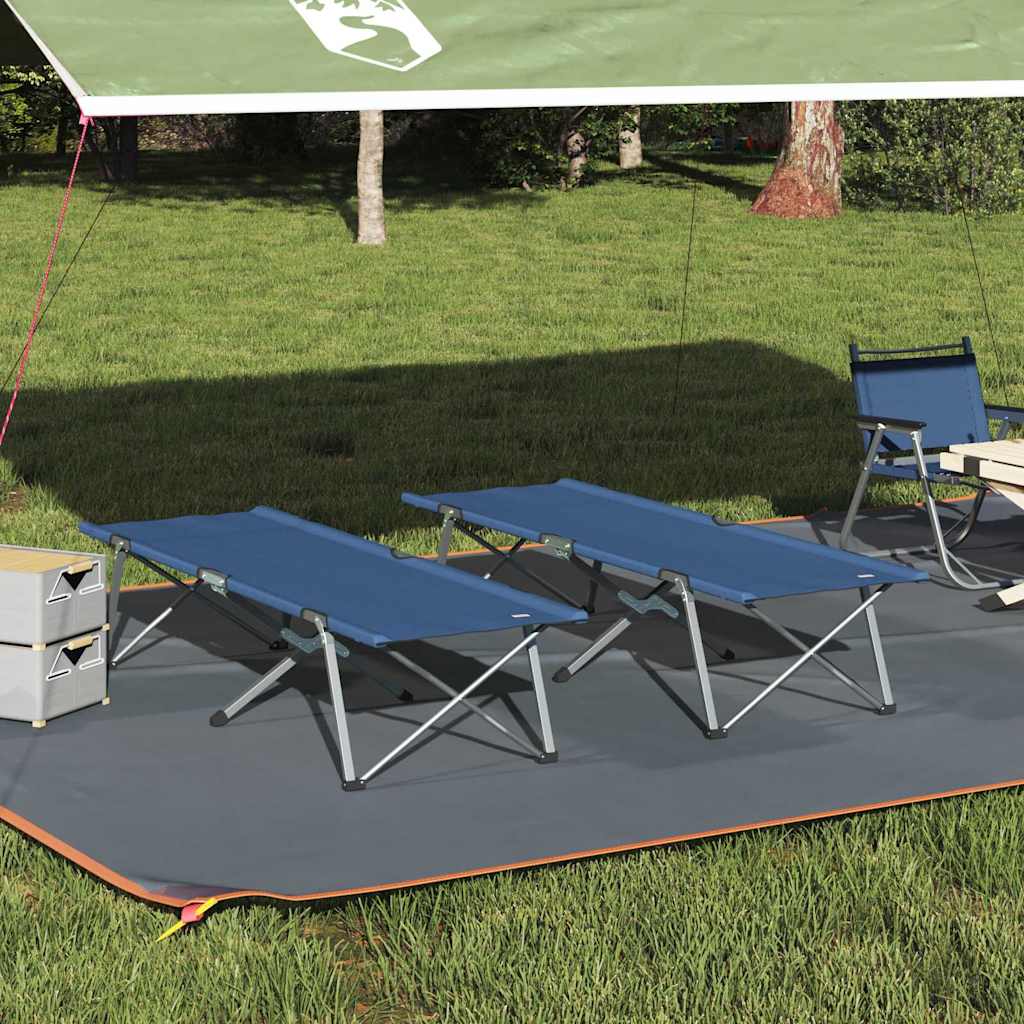 Foldende Camping Seng 2 pcs Blå 194 x 62,5 x 42,5 cm billede
