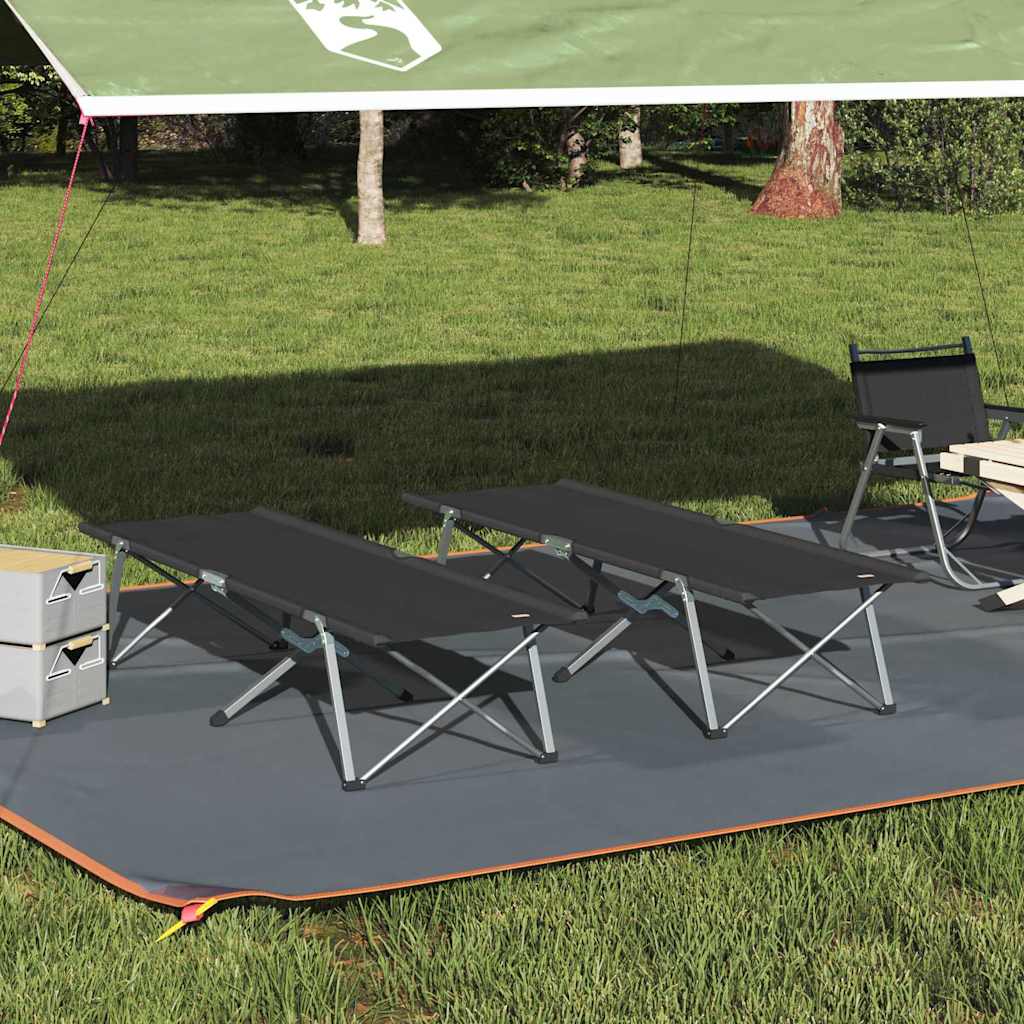 Foldende Camping Seng 2 stk Sort 62 x 194 x 42 cm Oxford stof