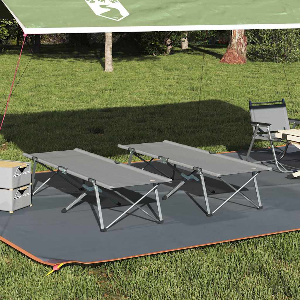 Foldende Camping Seng 2 stk Grå 62 x 194 x 42 cm Oxford stof