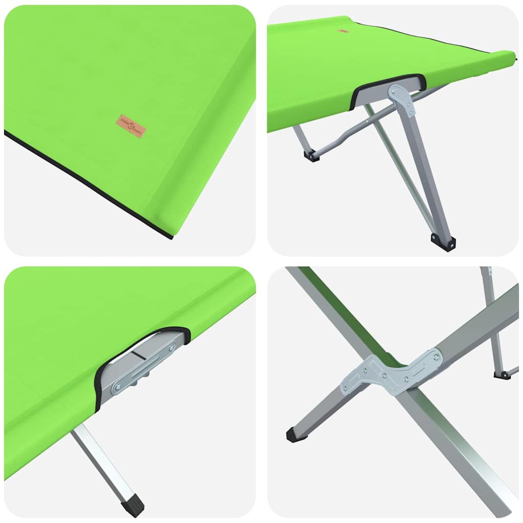 Foldende Camping Seng 2 pcs Grøn 194 x 62,5 x 42,5 cm