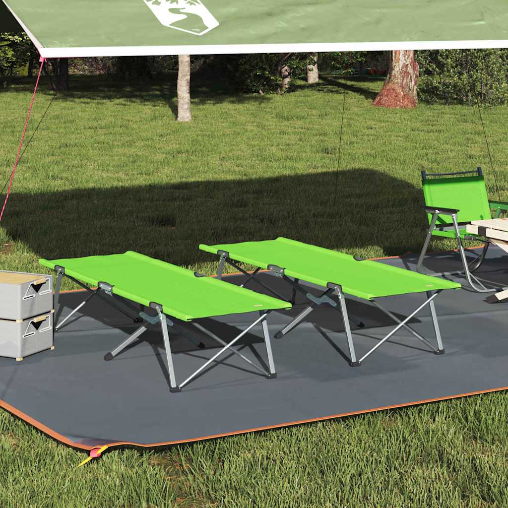 Foldende Camping Seng 2 pcs Grøn 194 x 62,5 x 42,5 cm billede