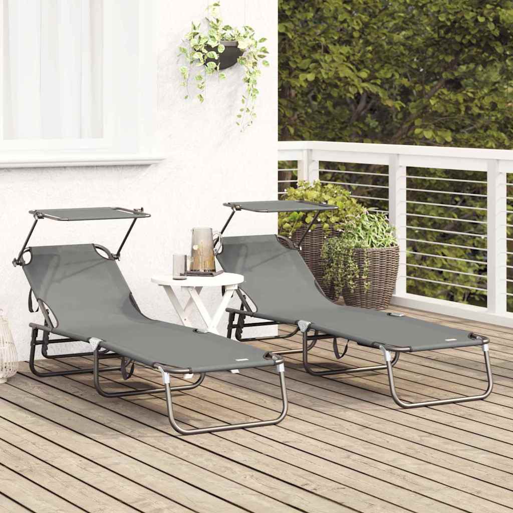Foldestol 2 pcs Grå 190 x 57 x 81 cm oxford