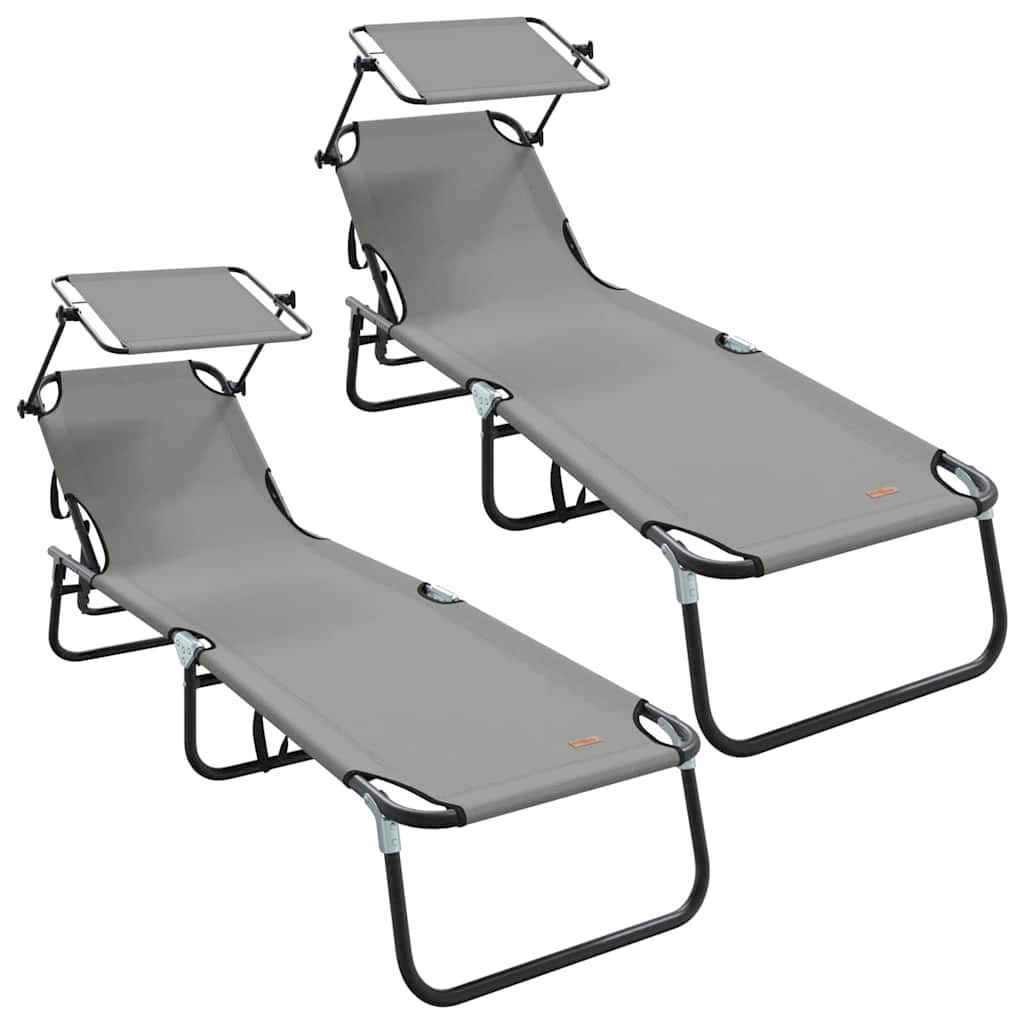 Foldestol 2 pcs Grå 190 x 57 x 81 cm oxford
