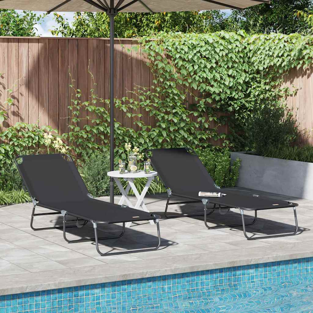 Foldestol 2 pcs Sort 188 x 57 x 86,5 cm Polyester