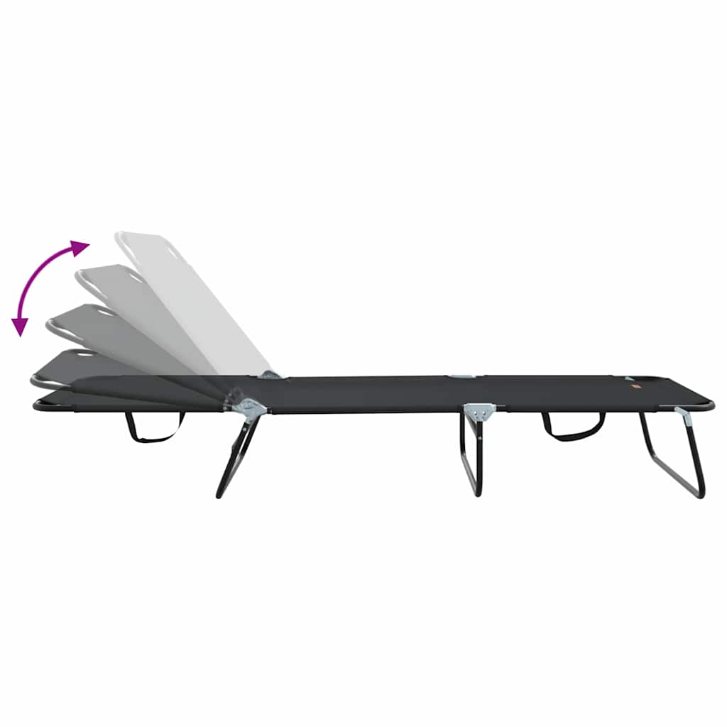 Foldestol 2 pcs Sort 188 x 57 x 86,5 cm Polyester