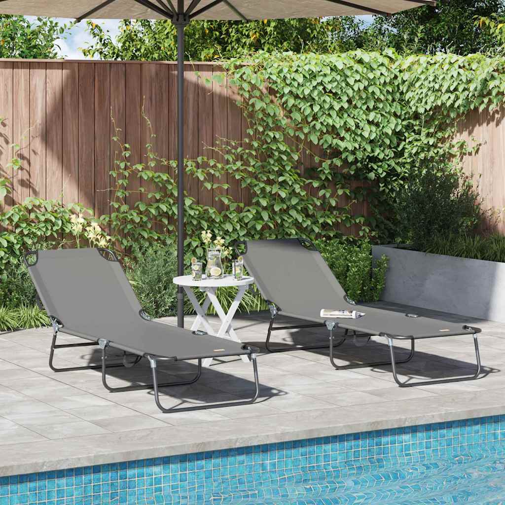Foldestol 2 pcs Grå 188 x 57 x 86,5 cm Polyester