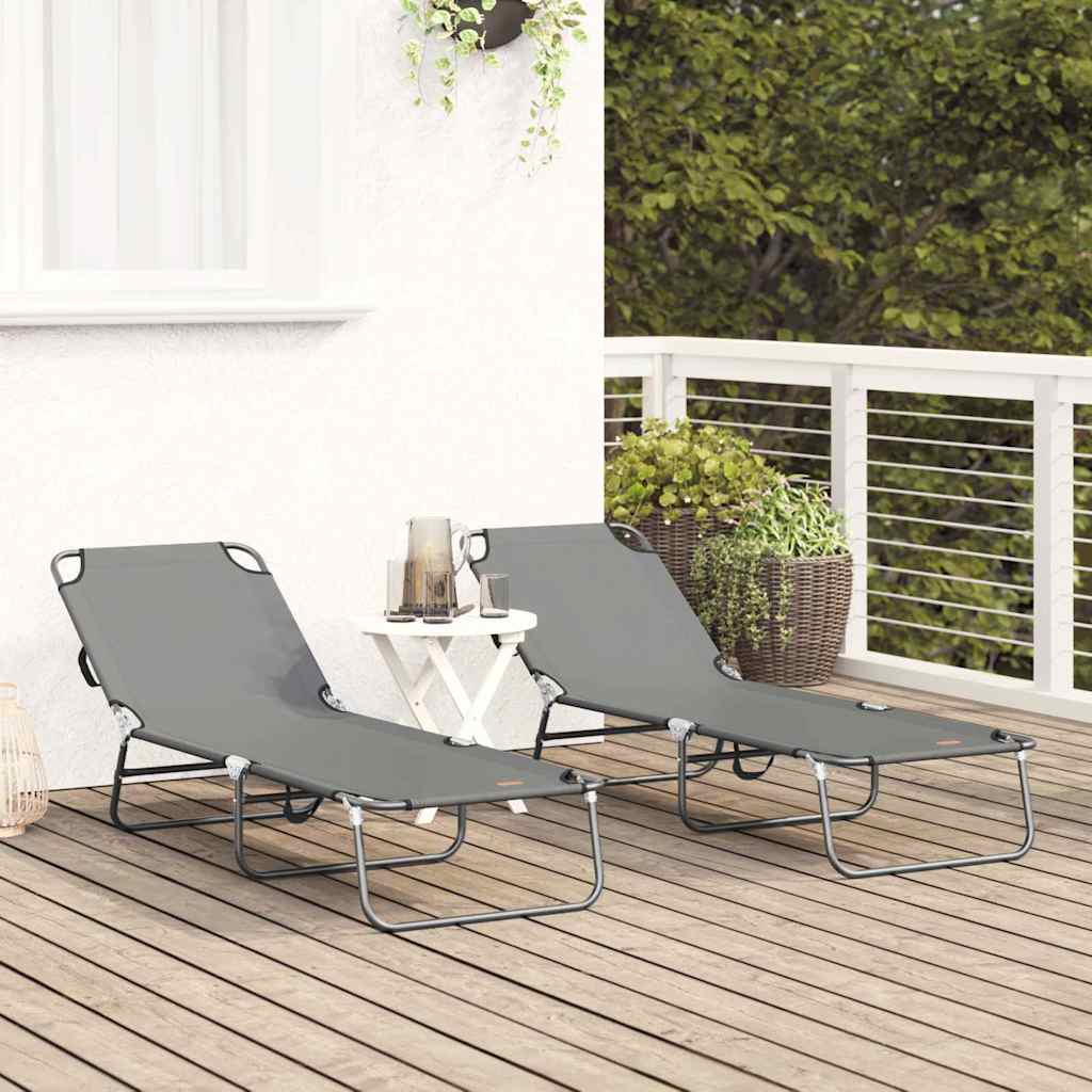 Foldestol 2 pcs Grå 188 x 57 x 86,5 cm Polyester